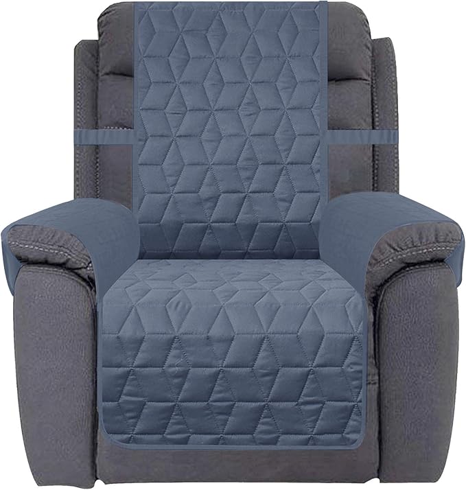 Ameritex Waterproof Nonslip Recliner Cover Christmas Decor Stay in Place, Dog Couch Recliner Cover Furniture Protector for Pets and Kids (Blue, 23'')