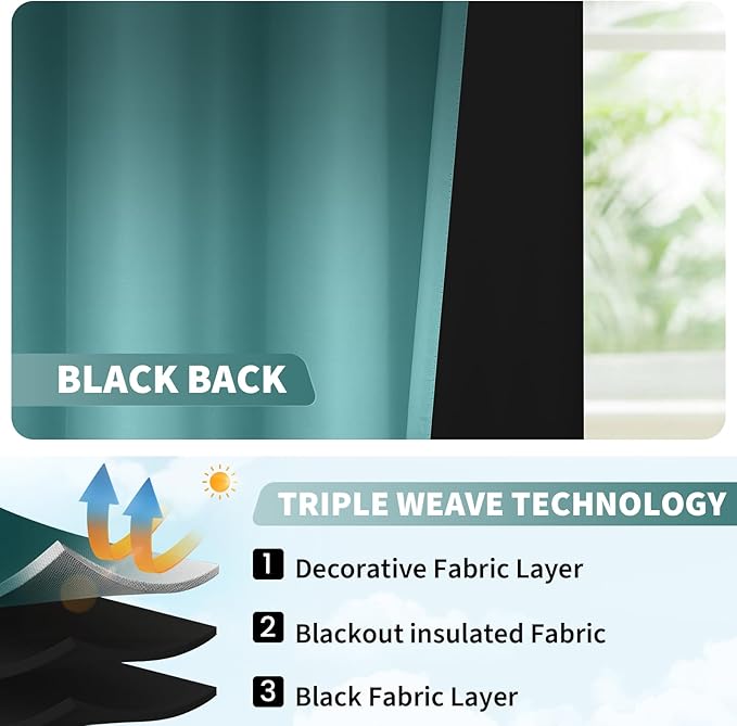 COSVIYA 100% Blackout Ombre Teal Adjustable Tie Up Curtains for Kitchen Thermal Insulated Room Darkening Valance Rod Pocket Balloon Roman Shade for Small Window,48" L x 34" W, 1 Panel