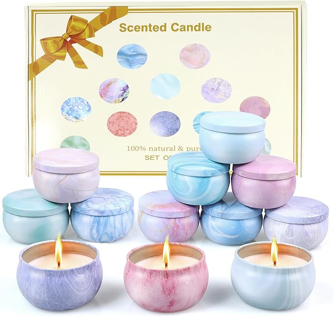 Gifts for Women,12 Pack Scented Candles Gift Set, 300 Hour Long Lasting Soy Wax Candles for Home Scented, Aromatherapy Candle, Ideal for Birthday, Christmas, Thank You Gifts,