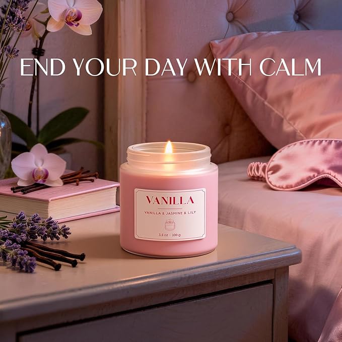 NORVENCE Scented Candles Gift Set, Stress Relief Candles for Home, Premium Soy Candle Set, Candles for Women and Men, Birthday Gifts (Pink, 7 oz)