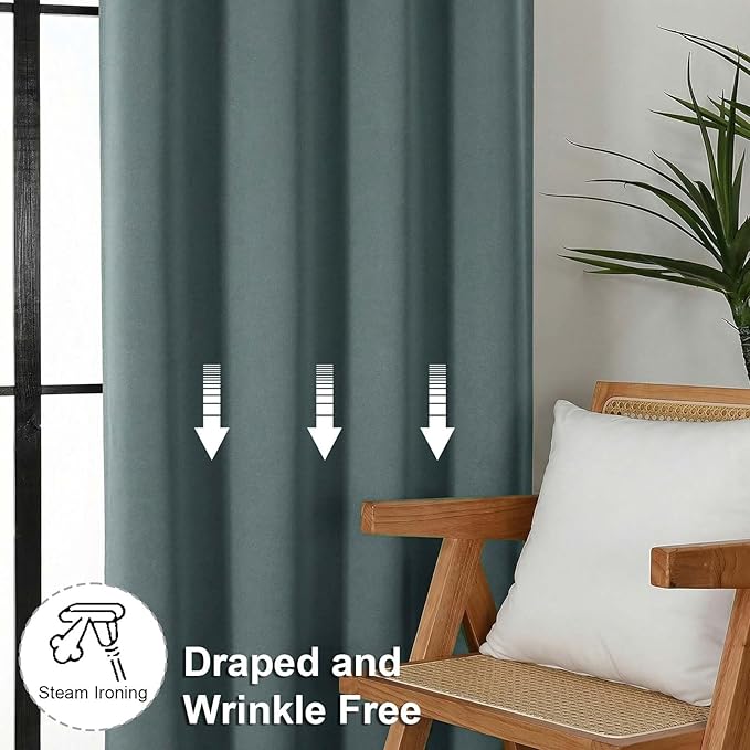 Simplebrand Ava Dark Green Blackout Curtains for Bedroom 84 Inch Length 2 Panels Set, Solid Thermal Insulated Privacy Nursery Window Treatment Curtains Blackout Drapes, W40 x L84 Inch, Dark Green