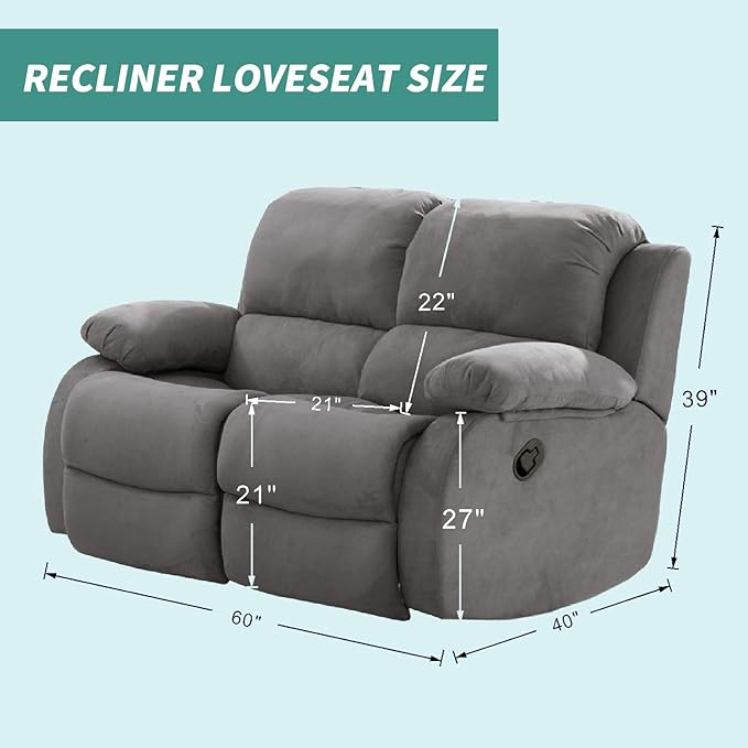 YEMYHOM 6 Pieces Stretch Loveseat Recliner Slipcover Jacquard Recliner Sofa Cover with Side Pocket Fitted Recliner Cover Couch Furniture Protector with Elastic Bottom (Loveseat Recliner, Black)