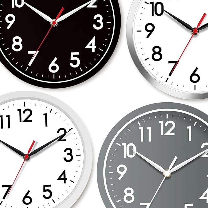 AKCISOT Wall Clock 8 Inch Silent Non-Ticking Modern Clocks Battery Operated - Analog Small Classic for Office, Home, Bathroom, Kitchen, Bedroom, School(Black)