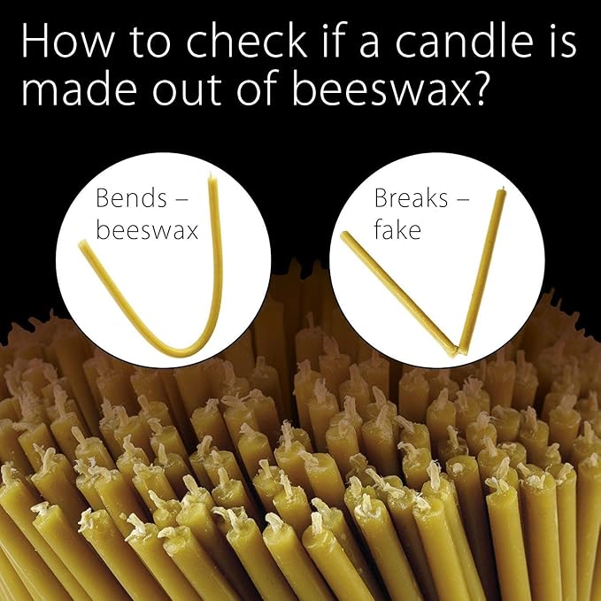 Danilovo Pure Beeswax Candles - Honey-Scented, Decorative Thin Taper Candles - Ideal for Birthday Decoration or Church Prayers - Drip Free, Tall & Smokeless Pack of 200 pcs, 6.5 x 0.22 inch