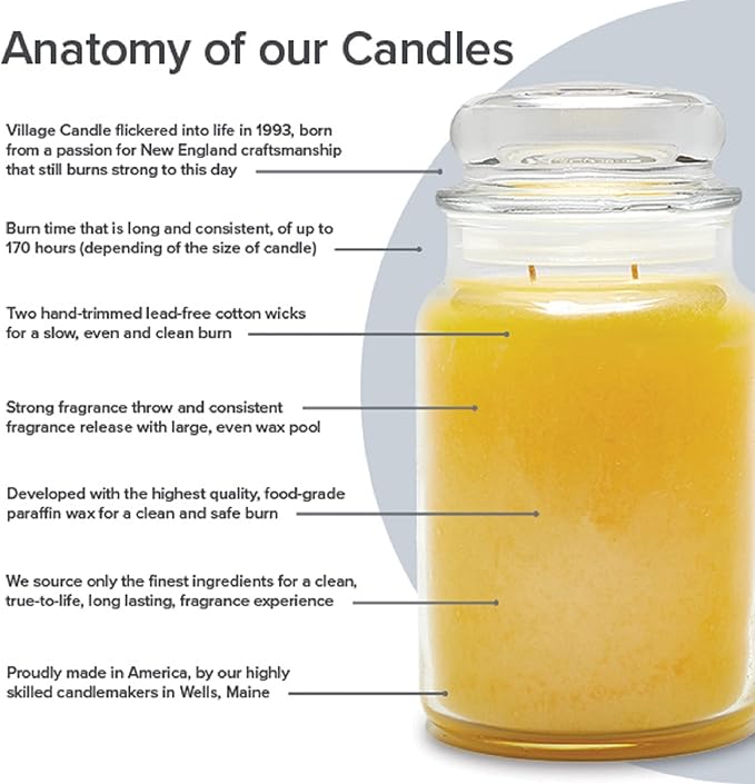 Village Candle Coconut Vanilla Large Glass Apothecary Jar Scented Candle, 21.25 oz, White
