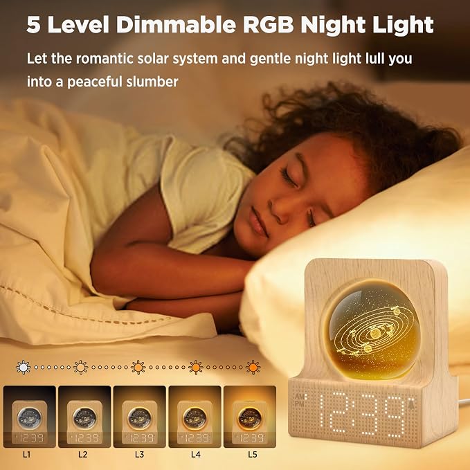 DreamSky Space Alarm Clock for Kids Teens with RGB Night Light for Bedroom - Image 4