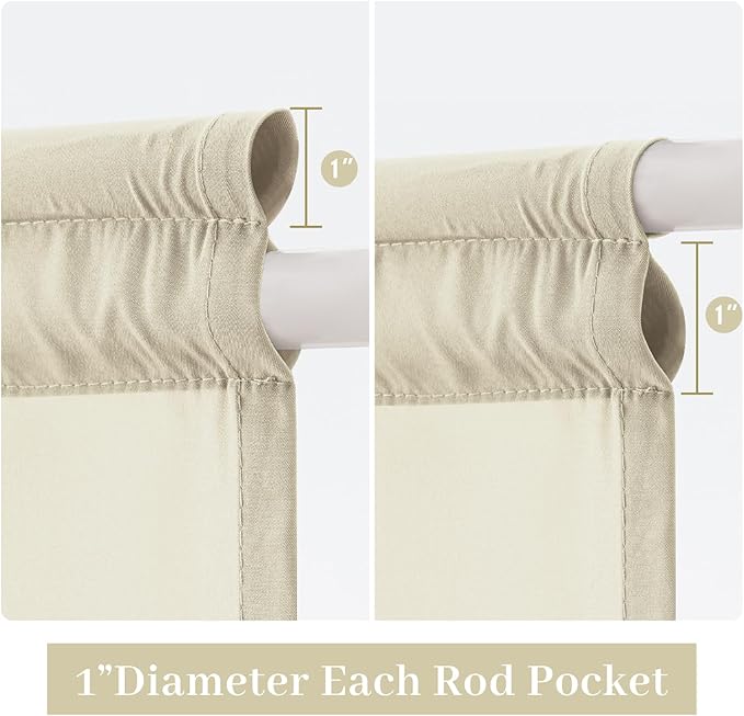 MIULEE Non-See-Through French Door Curtains for Doorway, Privacy Semi Sheer Curtains for French Doors, Light Filtering Rod Pocket Window Drapes with Tie Back, Ivory, 54 x 72 inches, 2 Panels
