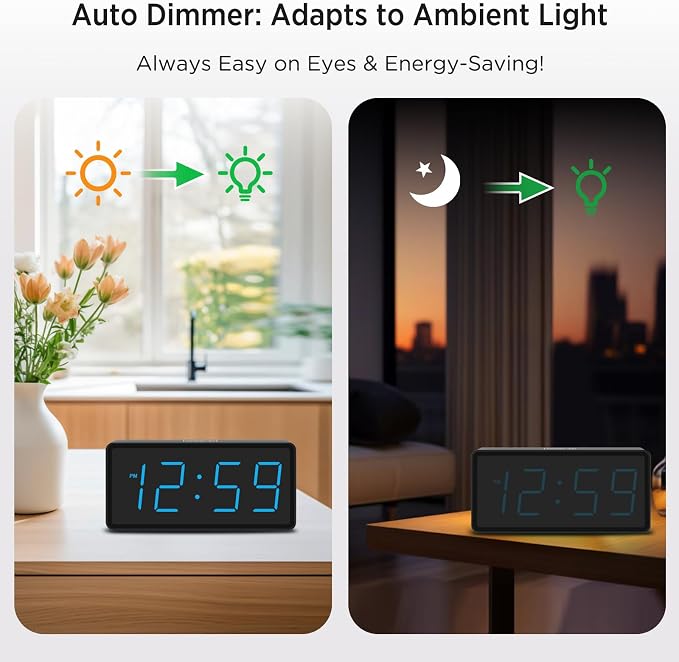Peakeep Battery Operated Digital Alarm Clock for Bedrooms Big Numbers - Image 3