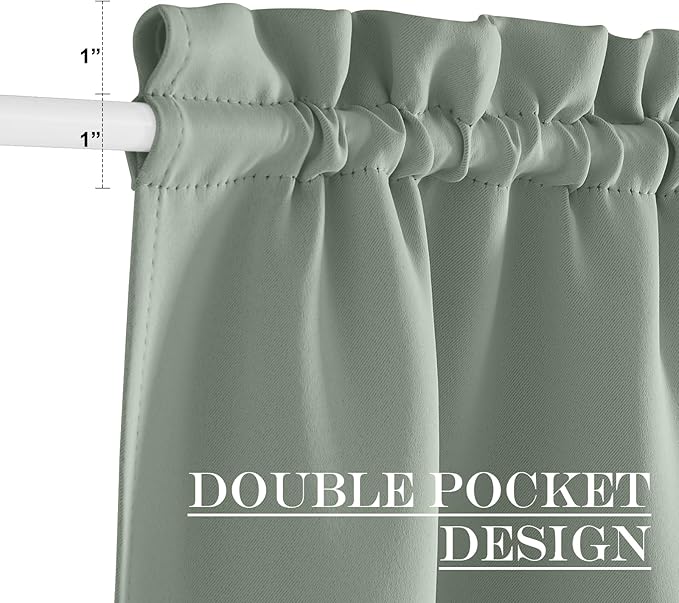 NICETOWN French Door Curtain for Door Window, Privacy Thermal Insulated Window Covering for Patio Front Sidelight Panel Christmas Decor, W36 x L50 inch, 1 Panel, Greyish Green