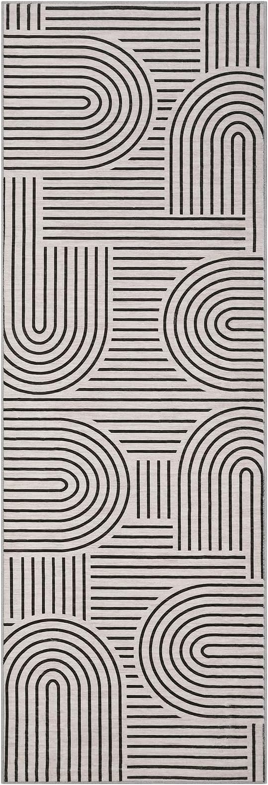 Modern Rug 2.5x10 Runners for Hallways, Abstract Kitchen Runner Rugs Non Slip Bath Runner, Rainbow Washable Rug for Bedroom, Soft Long Rugs for Entryway Bathroom Laundry Dorm, LightCamel