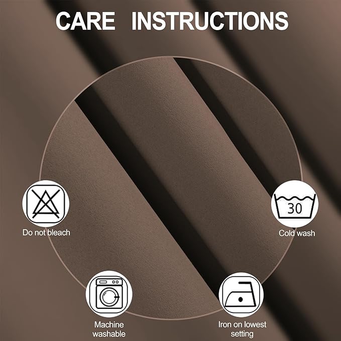 LEMOMO Blackout Curtains 52 x 90 Inch Long Chocolate Curtains Set of 2 Panels Room Darkening Curtains for Bedroom and Living Room