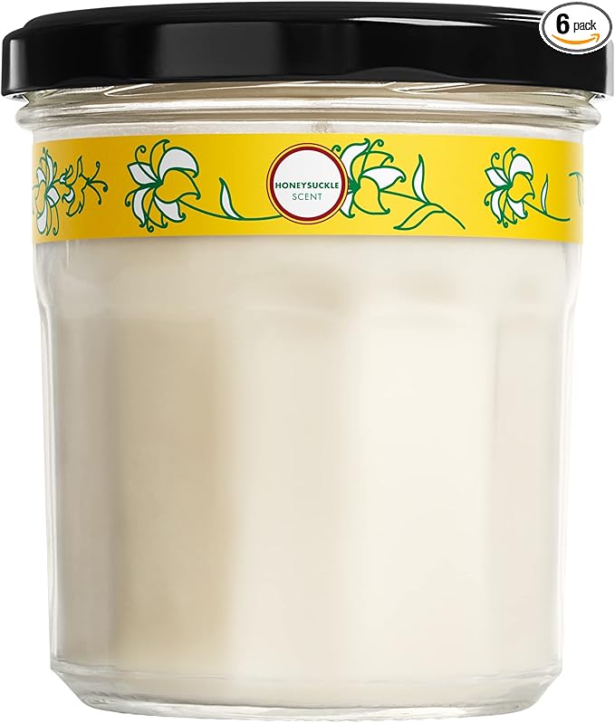 MRS. MEYER'S CLEAN DAY Soy Aromatherapy Candle,35 Hour Burn Time,Made with Soy Wax and Essential Oils,Honeysuckle,7.2 Oz,(Pack of 6)