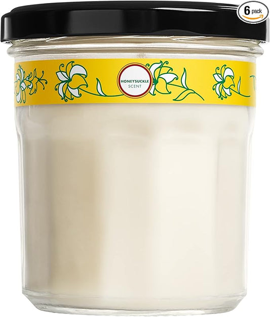 MRS. MEYER'S CLEAN DAY Soy Aromatherapy Candle,35 Hour Burn Time,Made with Soy Wax and Essential Oils,Honeysuckle,7.2 Oz,(Pack of 6)