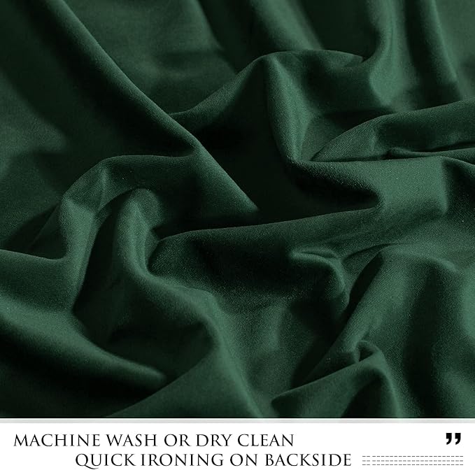 StangH Dark Green Curtains Vintage DecorThick Soft Velvet Blackout Curtains Drapes for Farmhouse Living Room Party Holiday Fete Accessories, W52 x L72, Dark Green, 2 Panels