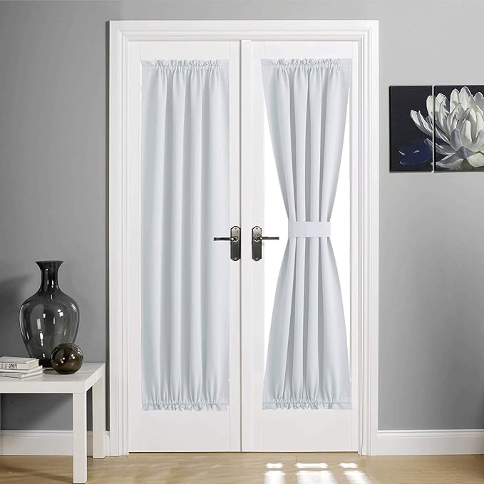 NICETOWN Room Darkening Curtain Panel for Door - Sidelight Sliding Door Drapes Thermal Insulated and Privacy Assured (1 PC, 36" Wide x 72" Long, Greyish White)