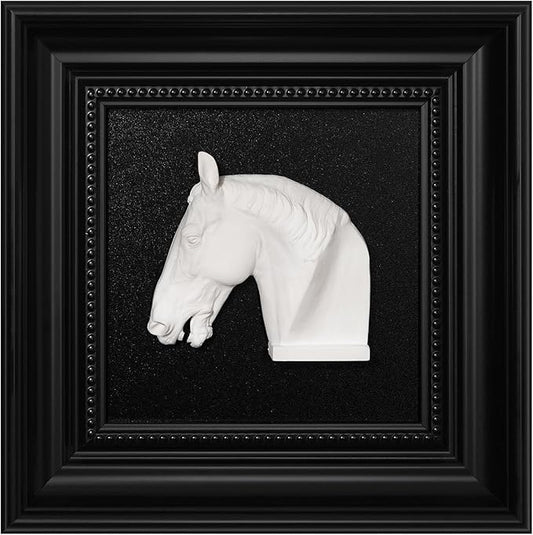 FOLKOR LIFE Black and White Framed Wall Art Sculpture for Home Vintage Decor, Horse Head Wall Decor Statue, Hanging Wall Plaque for Modern Farmhouse Living Room, Bedroom Decoration