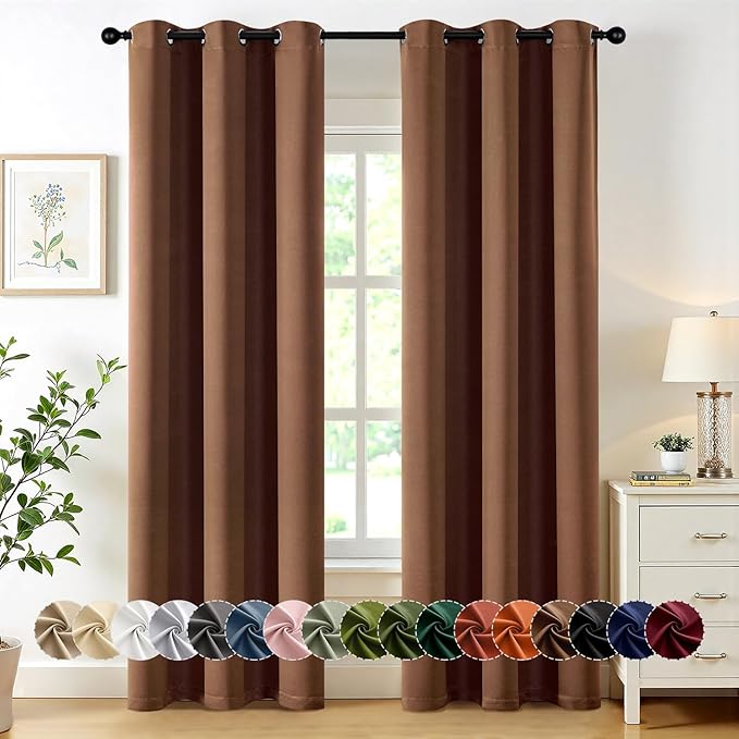 MIULEE Mocha Brown Blackout Curtains for Bedroom Living Room 84 Inches Long 2 Panels, Thermal Insulated Room Darkening Drapes Grommet Noise Reducing Light Blocking Window Treatments 40x84 Inch