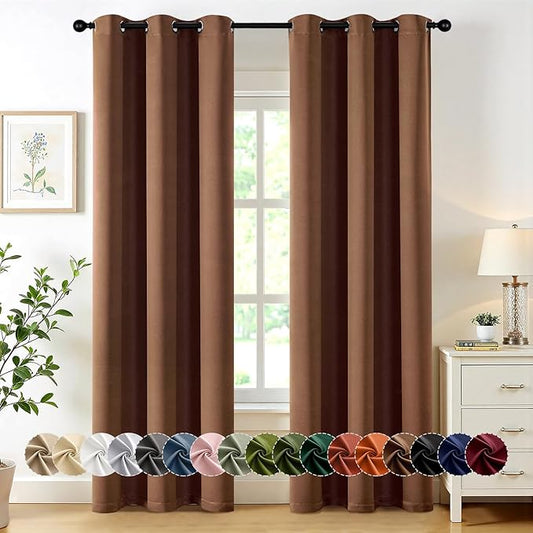 MIULEE Mocha Brown Blackout Curtains for Bedroom Living Room 84 Inches Long 2 Panels, Thermal Insulated Room Darkening Drapes Grommet Noise Reducing Light Blocking Window Treatments 40x84 Inch