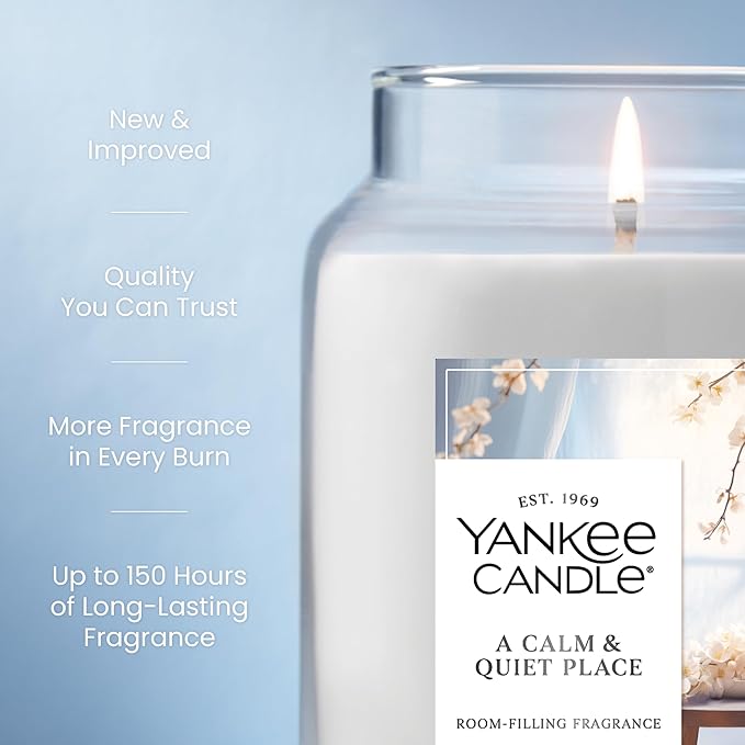 Yankee Candle A Calm Quiet Place, Holiday Scented Candle, 22oz Large Jar with up to 150 Hour Burn Time, Giftable