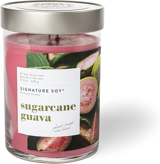 Signature Soy Lidded Sugarcane Guava Scented Candle