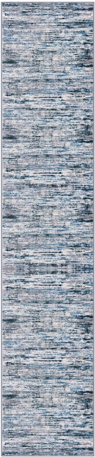 Lansny Modern Abstract Runner Rug 2x12, Grey Blue White Washable Long Kitchen Runner Non-Slip Soft Hallway Rug Runner Thin Print Faux Wool Carpet for Entryway Bedroom Laundry Room Indoor Home Decor
