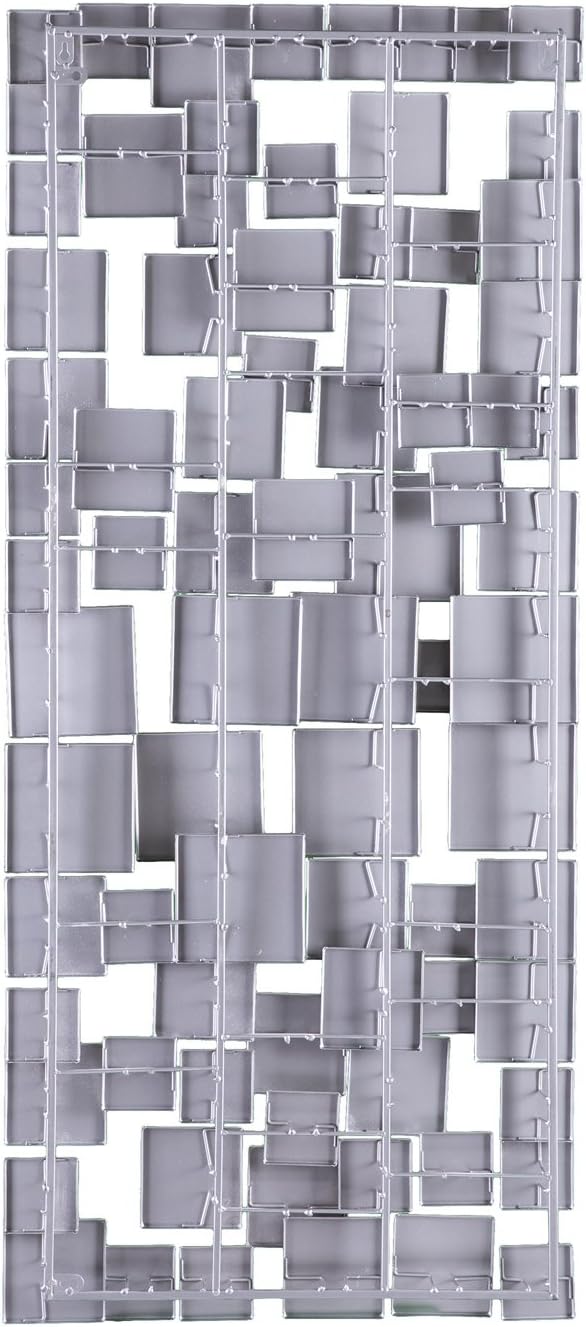 SEI Furniture Wavson Wall Sculpture, Geometric 3D Design, Unique Mounting Wall Art, Silver, 47.00" x 2.25"