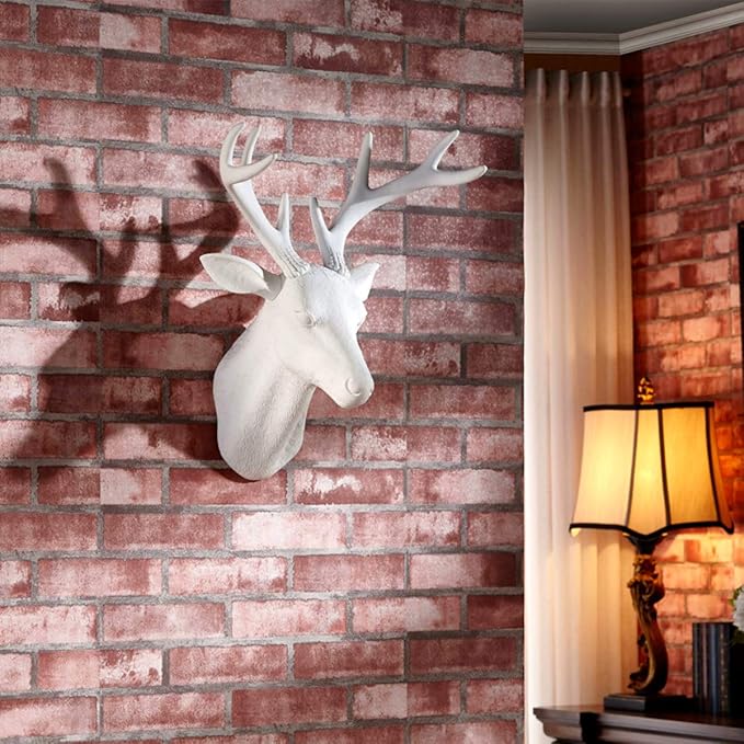 Notakia White Deer Head Wall Decor Deer Antlers Wall Sculpture Faux Taxidermy Wall Animal Head 19.69 x 11.81 x 15.75 inches