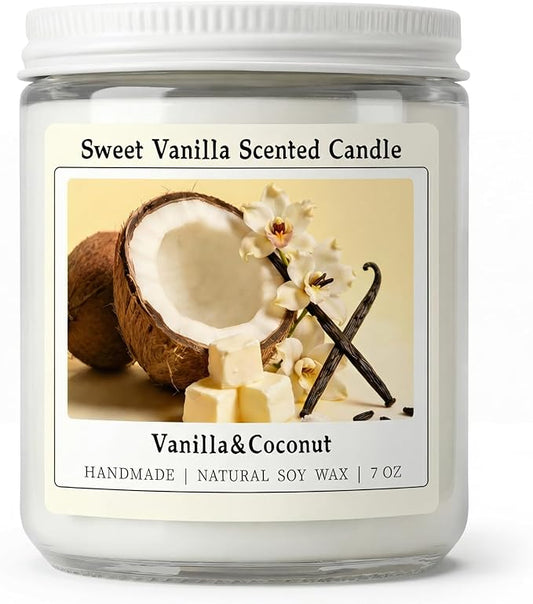 Homsolver Creamy Vanilla Coconut Scented Candle, Natural Soy Candles with 50+ Hours Burn Time, Anniversary Birthday Gifts for Women, Mothers Day Gifts for Mom Wife Her, Warm & Soft Home Fragrance