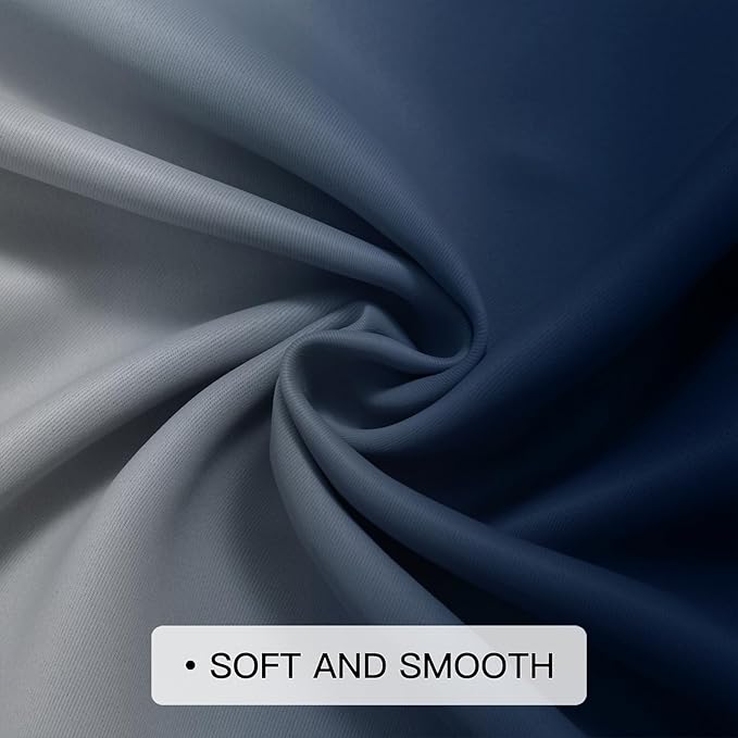 COSVIYA Curtains & Drapes Ombre Blue Curtains 84 inch Length 2 Panels, Grommet Room Darkening Light Blocking Insulated Thermal Gradient Window Curtains for Bedroom/Living Room,62x84 inches