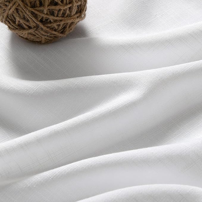Extra Wide 100 Inch Linen Curtains for Living Room Divider Light Filtering Semi Sheer Back Tab Patio Curtains for Sliding Door White Coastal Decor Sunroom Floor to Ceiling Window Curtain 100x84