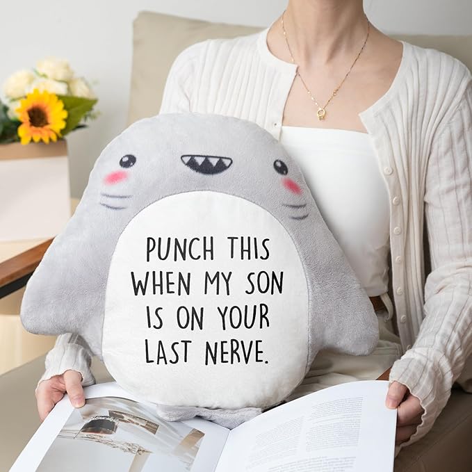 Funny Daughter in Law Gifts - Novelty Cute Shark Pillow- Mothers Day/Wedding/Bridal Shower/Birthday Gifts for Daughter in Law, Future DIL, Sons Girlfriend, 15”×15”