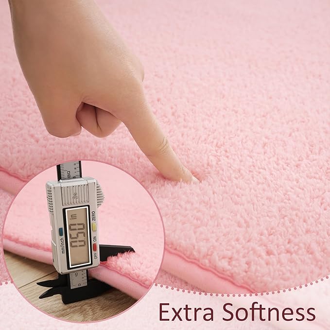 Soft Rugs for Living Room 4x6 Pink, Minimalist Area Rug for Bedroom Nursery Dining Table Dorm, Throw Rugs for Girls Kids Room Indoor Floor Carpets