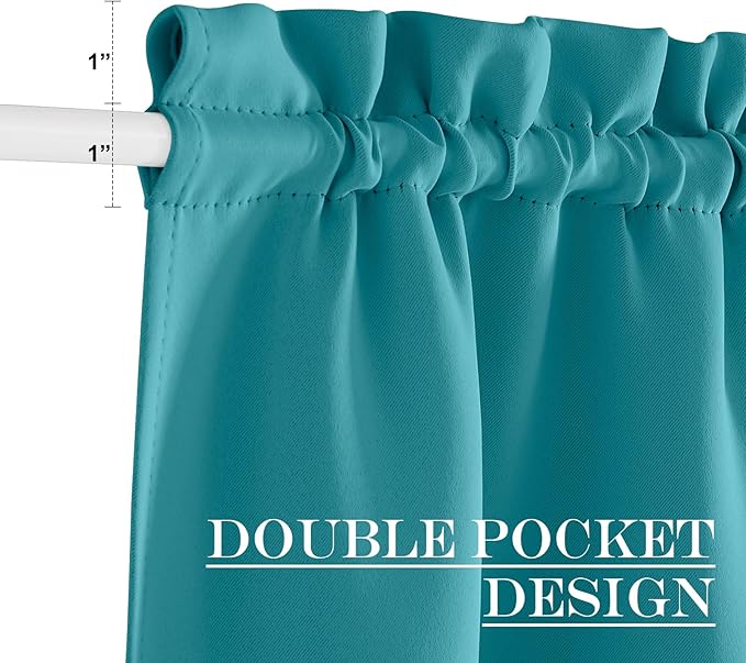 NICETOWN Blackout Rod Pockets Window Curtain Back Door Side Panels for Privacy - 42W x 80L Window Treatment Curtains Drapery for French Door, 1 Panel, Peacock Teal