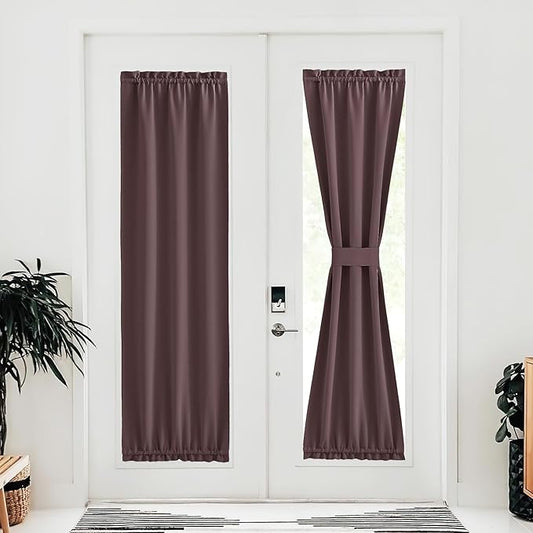 NICETOWN French Door Curtains - Blackout Privacy, 36 x 72 inch Room Darkening Curtains for Glass Door/Doorway, Thermal Insulated, 1 Panel, Dry Rose