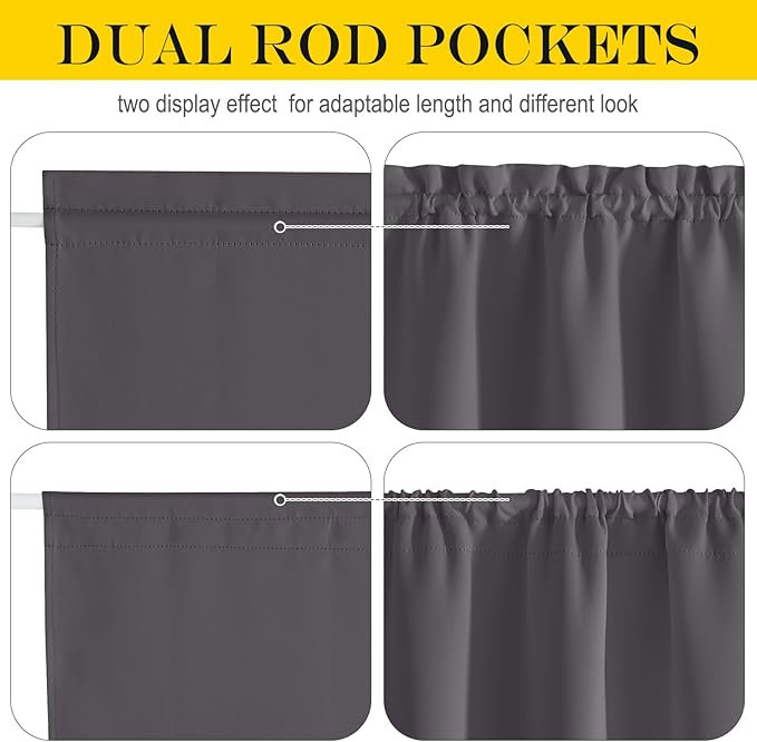 NICETOWN Grey Curtains for Sliding Glass Door,80 Inch Length/Long, Thermal Insulated Rod Pocket Single Panel, Room Darkening Blackout Curtains for Bedroom/Doorway Living Cabin, 25" Wide