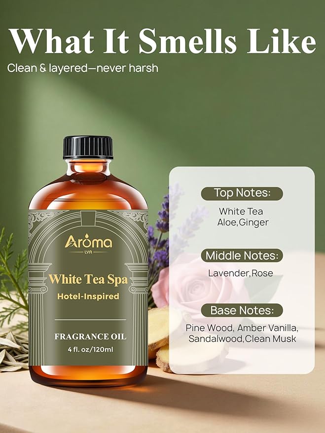 White Tea Spa ?€? A Hotel-Inspired Diffuser Oil, Hotel Diffuser Oil for Diffuser for Home Fragrance Oil for Ultrasonic and Waterless Diffusers and Crafting