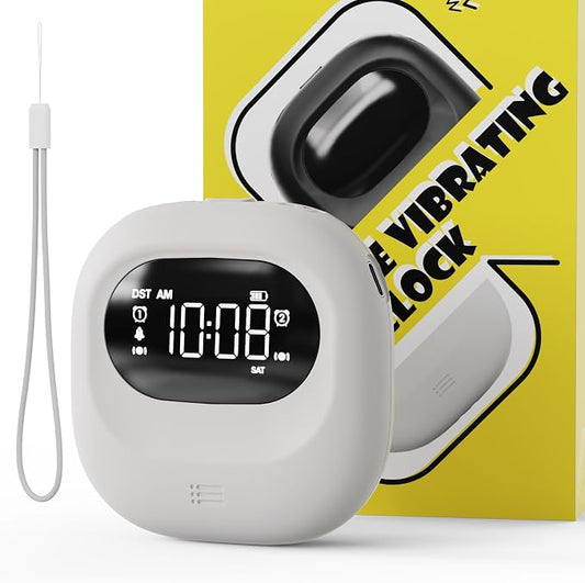 Vibrating Alarm Clock Bed Shaker Travel Clock, Rechargeable 3000mAh Battery by ROCAM