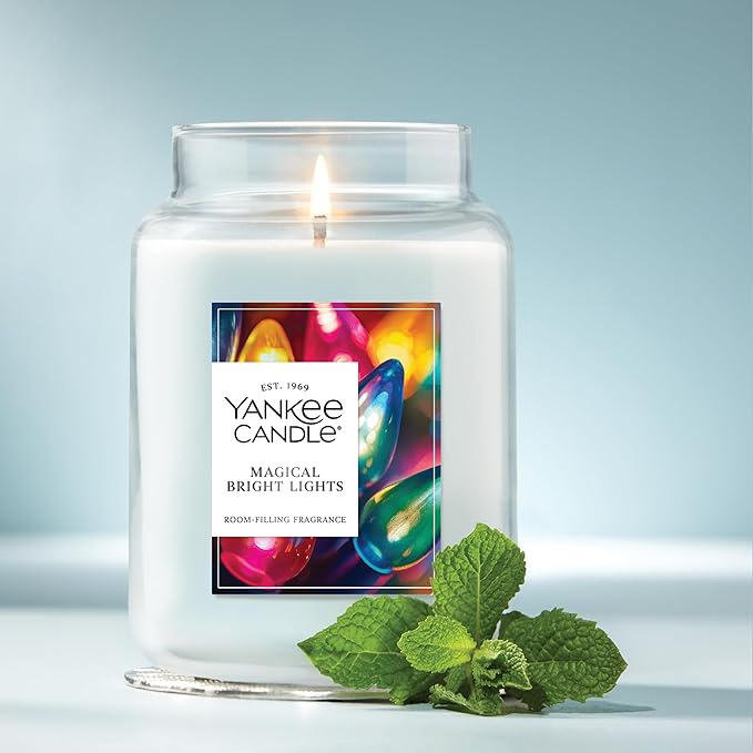 Yankee Candle Magical Bright Lights, Christmas Scented Candle, 22oz Large Jar with up to 150 Hour Burn Time, Giftable, Holidays