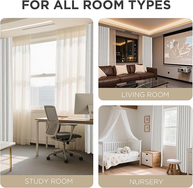 Joydeco Blackout Curtains for Bedroom - 108 Inch Long 100% Light Blocking 2 Panels Set White Drapes, Thermal Insulated Room Darkening Curtains, Linen Textured for Living Room, Rod Pocket & Back Tabs