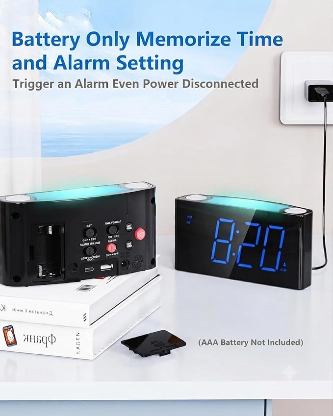 Digital Alarm Clock for Bedroom, Large Screen with 7 Color Night Light - Image 7