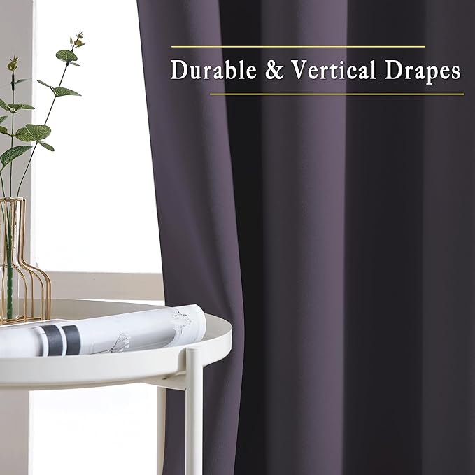 NICETOWN Living Room Window Curtain Drapes Extra Long & Wide - Living Room Panels Grommet Top Window Treatment for Hall & Guest Room (W80 x L108, Greyish Purple, 2 Pieces)