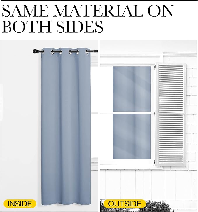 NICETOWN Vintage Blue Blackout Curtains 84 inches Length for Living Room, 2 Panels, 42" Wide, Thermal Insulated Long Drapes for Large Window