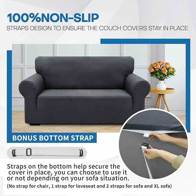 XINEAGE 2026 New Stretch Armchair Covers 1 Piece Chair Slipcovers Chair Protector for Living Room Thick Soft Chair Cover with Elastic Bottom Couch Cover for Pets Kids (31"-46", Dark Gray)