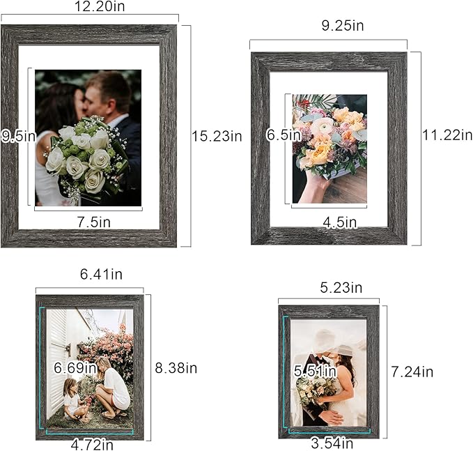 SESEAT Picture Frames Collage, Gallery Wall Frame Set with 11x14 8x10 5x7 4x6 Frames in Grey Finishes, Set of 10