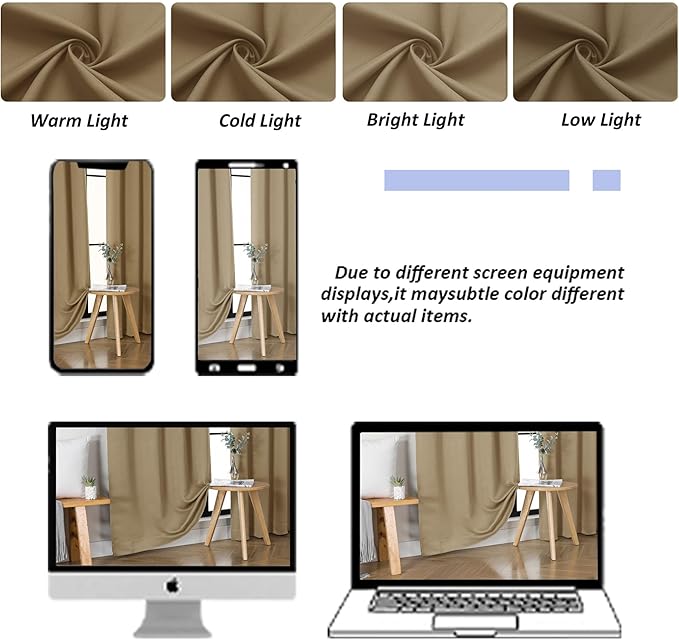 Simplebrand Ava Taupe Short 24 Inches Blackout Curtain 2 Panels Set, Half Window Rod Pocket Privacy Curtain Tiers for Kitchen, Curtains Blackout for Bathroom Shades, W30 x L24 Inch, Taupe