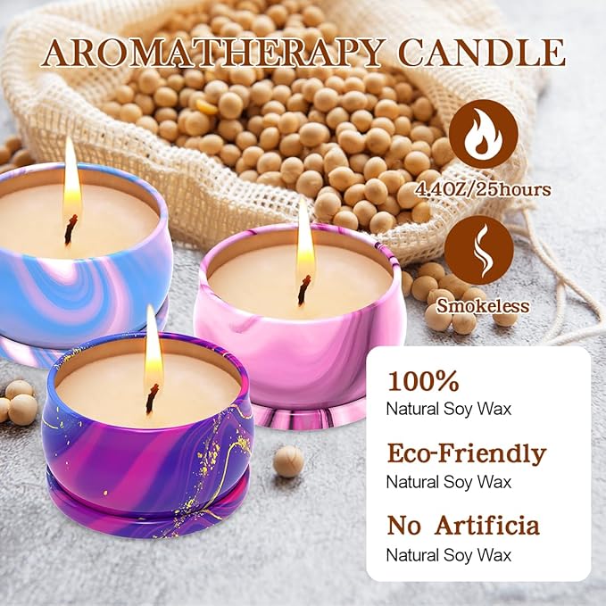 3 Pack Home Scented Candles - Strong Vanilla, Bergamot, San Diego Black Berries Candle, 2.5 Oz, 100% Soy, Non-Toxic, Small Candle Set for Aromatherapy & Gifts, Prizes for Adults, Baby Shower Prizes