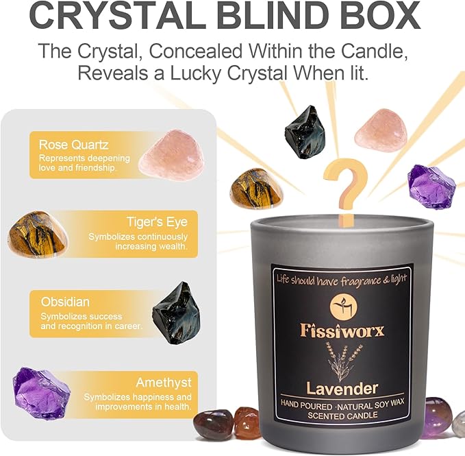 Lavender Scented Candle with Candle Topper – Natural Soy Wax Hand-Poured – Relax and Relieve Stress – 60-Hour Long-Lasting Burn – Premium Aromatherapy Candle for Home Decor, Gifts
