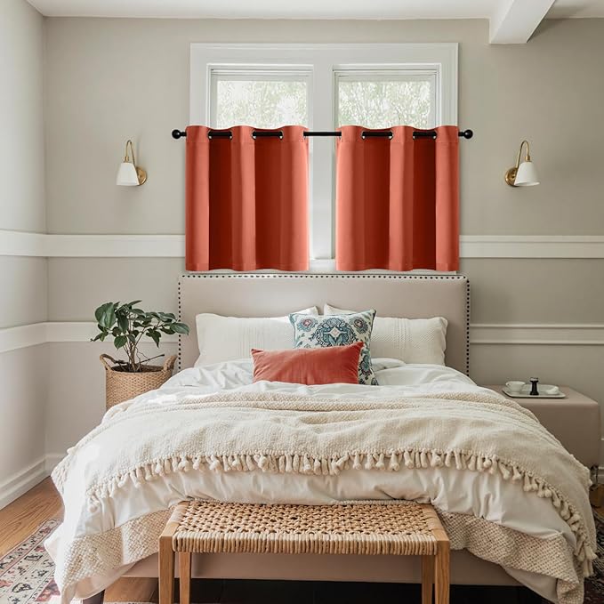 MIULEE Burnt Orange Blackout Curtains for Bedroom Living Room 36 Inches Long 2 Panels, Thermal Insulated Room Darkening Drapes Grommet Noise Reducing Light Blocking Window Treatments 40x36 Inch