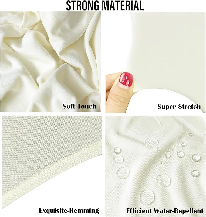 10PCS Stretch Spandex Folding Waterproof Chair Covers,Universal Fitted Chair Cover Protector for Wedding Party Banquet Holidays Celebration Decoration(Ivory)