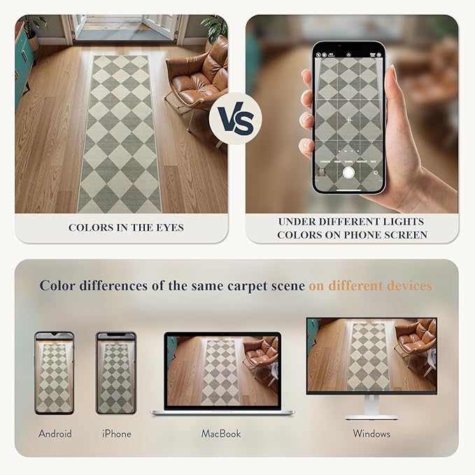 Beeiva Checkered Print 5x7 Rugs for Living Room, Non Slip Soft Green Rugs for Bedroom Ultra Thin Washable Rugs 5x7, Moroccan Farmhouse Carpet for Playroom Kids Room, Classic Classroom Dorm Home Decor